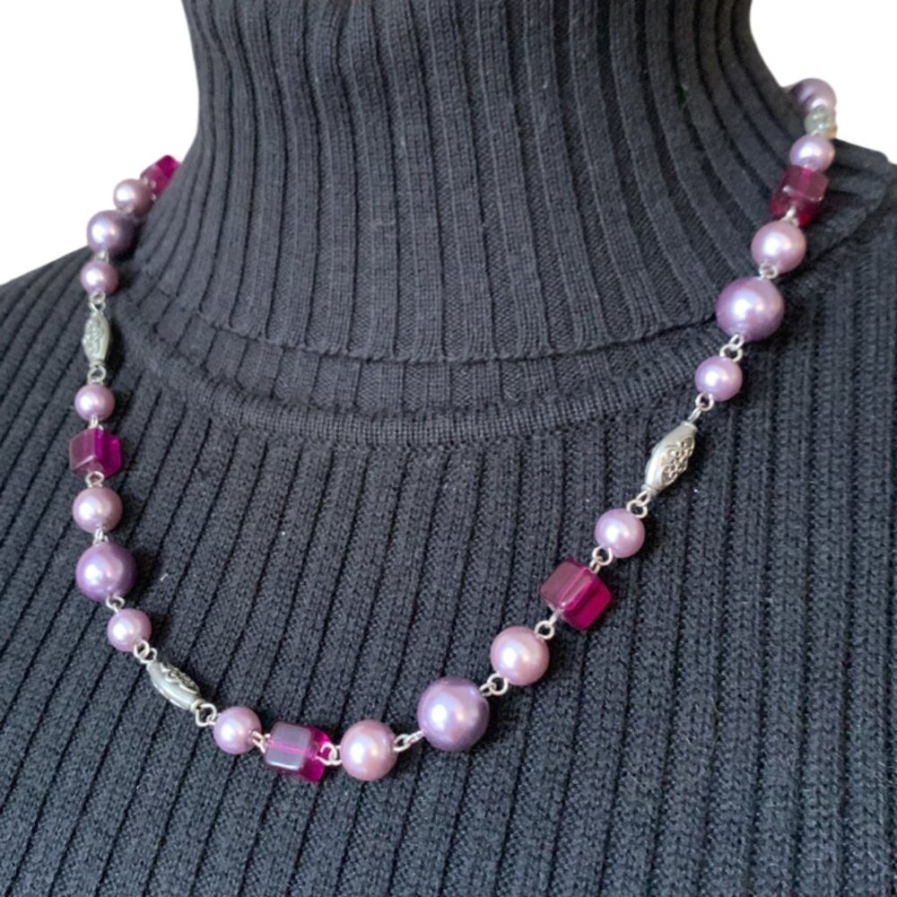 ACCESSMODE - Elegant Purple / lilac Beaded Necklace - Sort